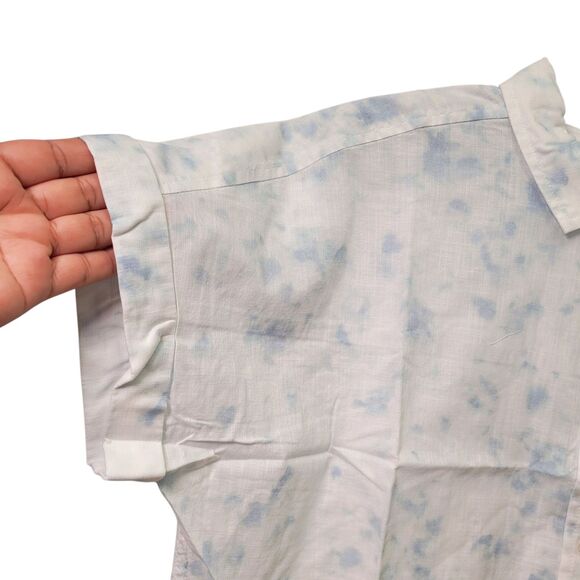 GoodThreads Women Washed Cotton Short-Sleeve Shirt Watercolor Print Size Large - Picture 4 of 15